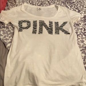 Pink white and black sparkly shirt